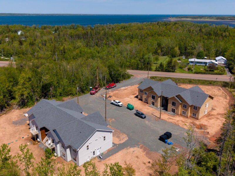 Creamery Landing buildings with Tatamagouche Bay and the North Shore in the distance